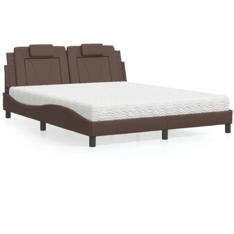 Lit Viana avec matelas marron 160x200 cm similicuir vidaXL