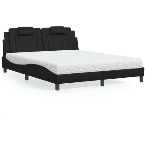 Lit Viana avec matelas noir 160x200 cm similicuir vidaXL