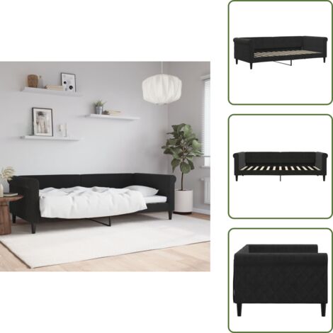 Lit - vidaXL Lit de repos sans matelas noir 90x200 cm velours - Canapé de jour