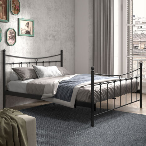 Lit vintage 160x200 cm structure en métal noir - PIERRICK