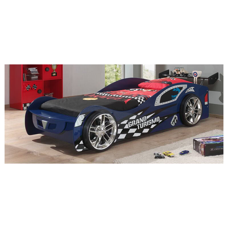 Les Tendances - Lit 90x200 Grand Turismo Sommier inclus Vipack Car beds - Bleu