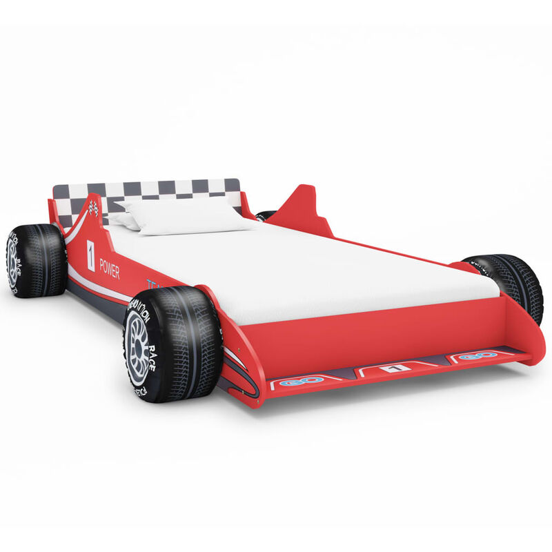 Lexlife - Lit voiture de course Enfant en bois 90 x 200 cm - Rouge