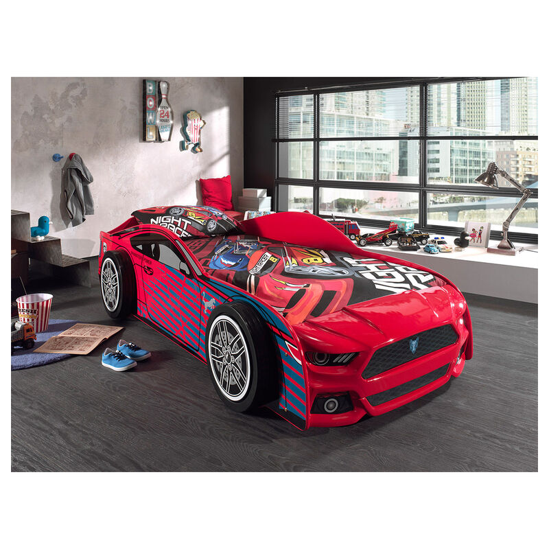 M&s - Lit 90x200 Panther Power Sommier inclus Vipack Car beds - Rouge