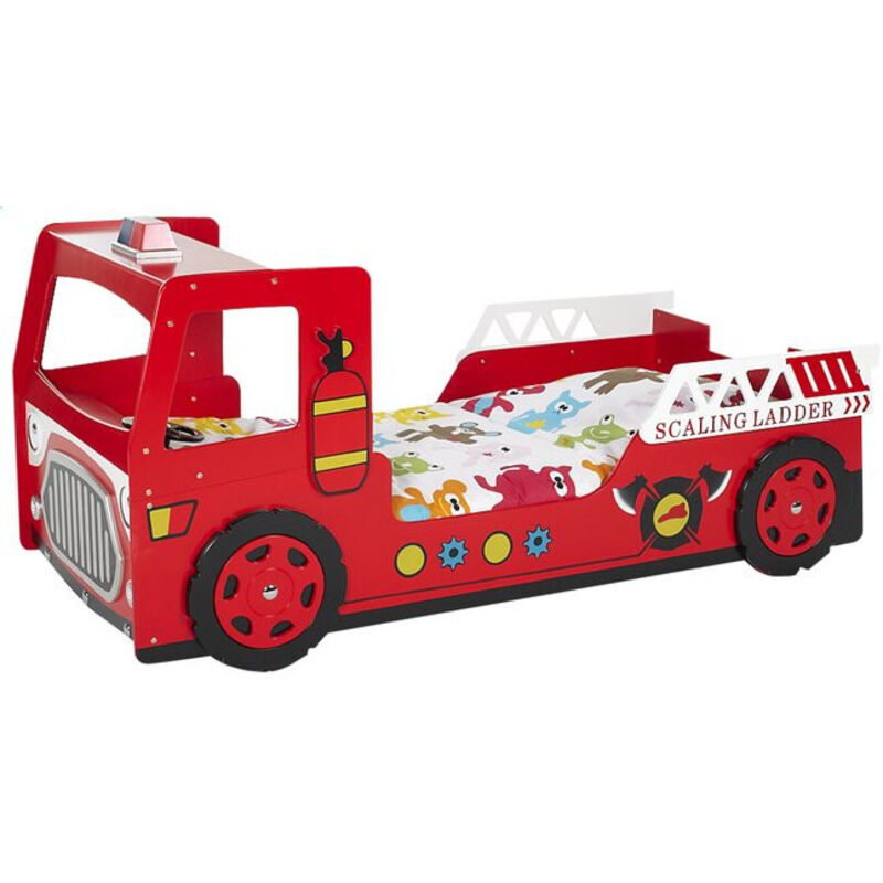 Les Tendances - Lit 90x200 Pompier Sommier inclus Vipack Carbeds - Rouge