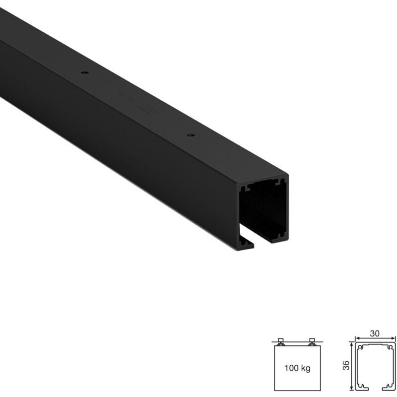 Lite+ 100 Guide Noir 2Mts (F8) - Profil visible pour porte coulissante lite 100 - Klein