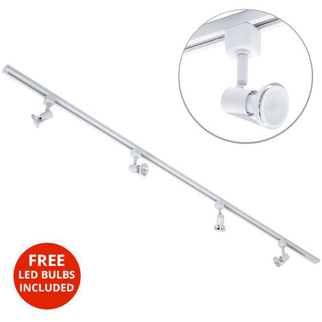 Litecraft 2 Metre Kitchen Track Light With 4 Harlem Fixture & LED Bulbs - White