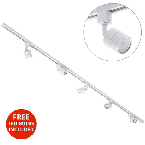 Litecraft 2 Metre Kitchen Track Light With 5 Soho Heads & LED Bulbs - White