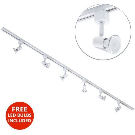 Litecraft 2M Kitchen Track Light With 6 Harlem Fixture & LED Bulbs - White