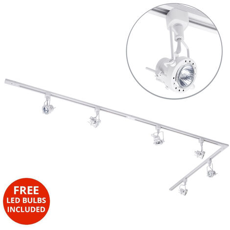 Litecraft 3M L Shape Track Light With 6 Greenwich Fixture & LED Bulbs - White