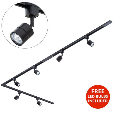 Litecraft 3M L Shape Track Light With 6 Soho Fixture & LED Bulbs - Black