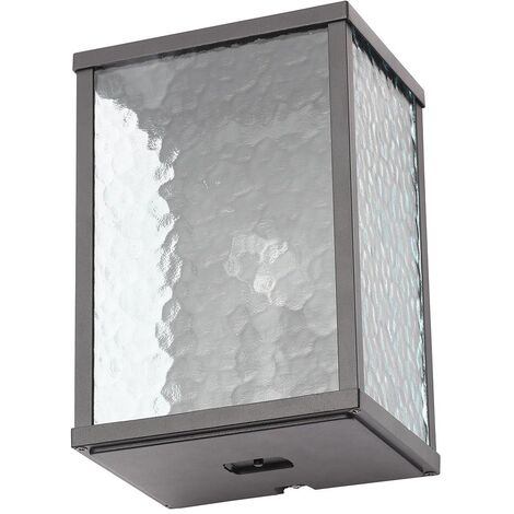 Litecraft Acton Wall Light Outdoor Box Lantern With Frosted Glass Panels - Black