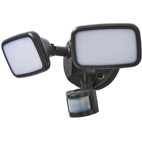 Litecraft Alma Floodlight Twin LED Outdoor Fitting with PIR Sensor - Dark Grey