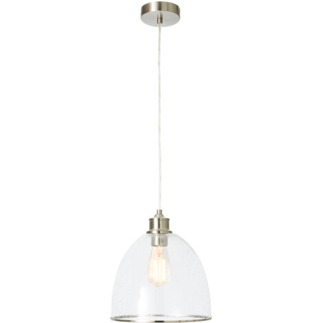 Litecraft Anwar Ceiling Pendant Bubble Injected Shaded 1 Light - Satin Nickel