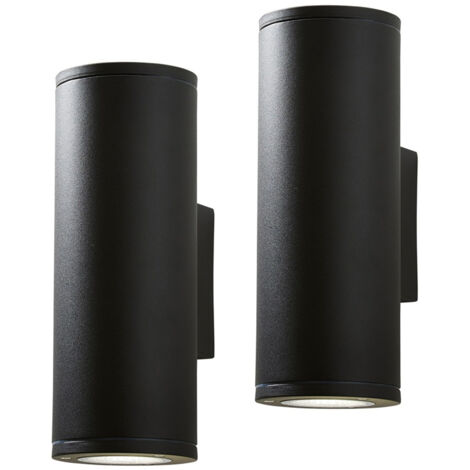 Litecraft Argo Up & Down Outdoor Wall Lights IP44 Rated LED in Black - 2 Pack