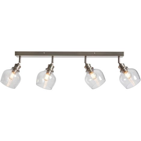 Litecraft Avril Spotlight Bar Adjustable Ceiling 4 Light - Satin Nickel, Clear