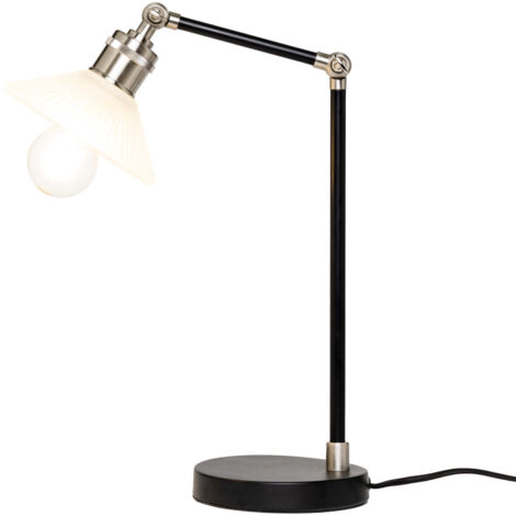 Litecraft Aya Table Lamp Adjustable Base With Frosted Glass Shade - Satin Nickel
