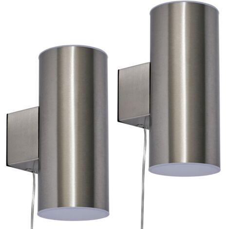 Litecraft Bao Up & Down Outdoor Solar Powered LED Wall Lights in Steel - 2 Pack