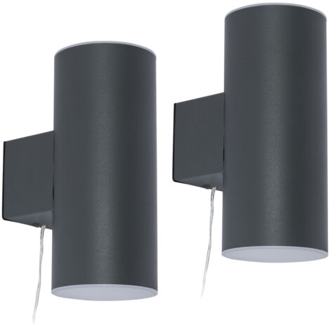 Litecraft Bao Up& Down Outdoor Wall Light Solar Power LED in Anthracite - 2 Pack