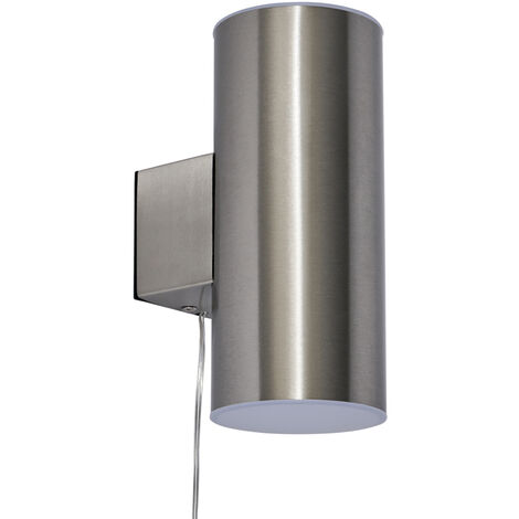 Litecraft Bao Up & Down Wall Light Outdoor Solar Power Fitting - Stainless Steel