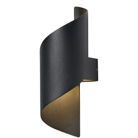 Litecraft Baron Wall Light Twisted Outdoor Integrated LED IP54 Fitting - Black