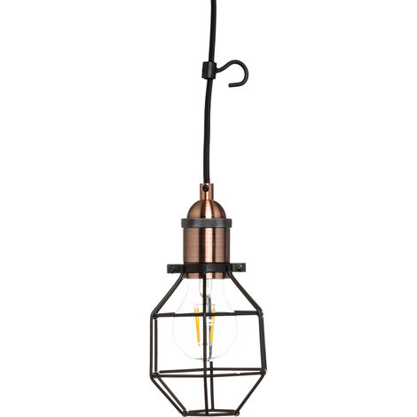 Litecraft Beca Ceiling Pendant Wall Plug in Braided Cable Light - Black, Copper