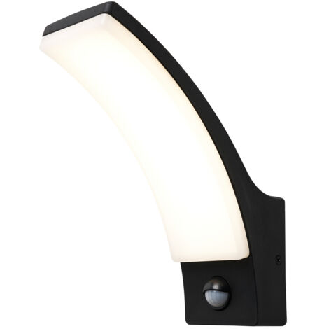 Litecraft Bengle Wall Light Outdoor Curve 12W LED With PIR Motion Sensor - Black