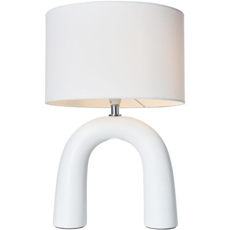 Litecraft Bridget Table Lamp Ceramic Sculptural Base With Fabric Shade - White