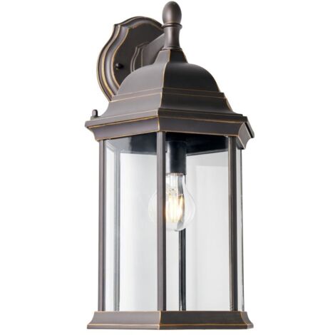 Litecraft Cameron Wall Light Traditional Large Outdoor Lantern - Antique Bronze