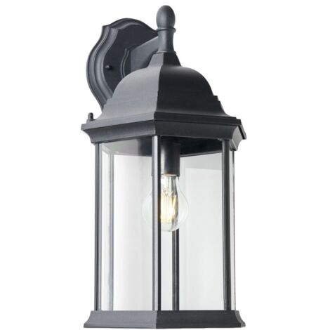Litecraft Cameron Wall Light Traditional Styled Large Outdoor Lantern - Black