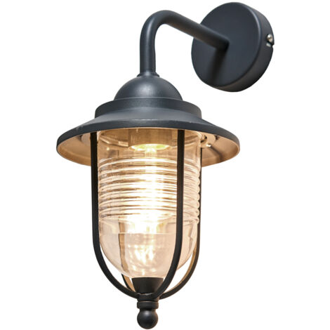 Litecraft Carlo Wall Light Outdoor Fisherman IP44 Rated E27 Lantern - Anthracite