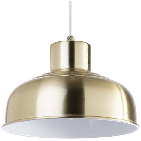 Litecraft Ceiling Pendant 1 Light With Industrial Diner Shade - Satin Brass