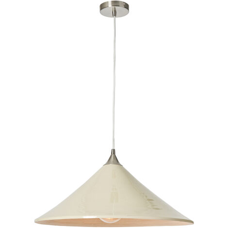 Litecraft Ceiling Pendant 1 Light With Large Cream Bamboo Shade - Satin Nickel