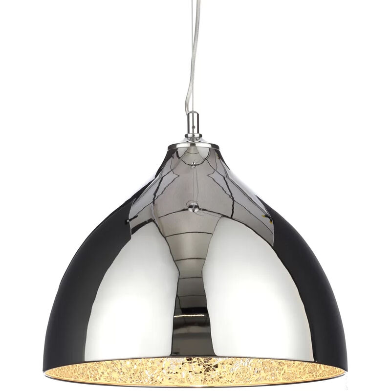 Litecraft - Ceiling Pendant 1 Light With Mosaic Lined Shade - Polished Chrome