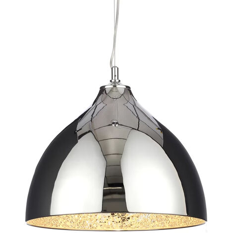 Litecraft Ceiling Pendant 1 Light With Mosaic Lined Shade - Polished Chrome