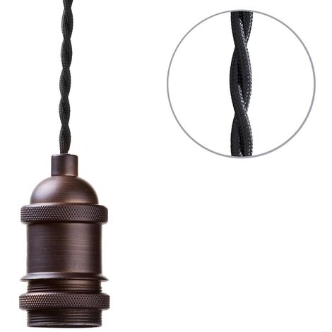 Litecraft Ceiling Pendant Braided Cable Industrial Fitting - Antique Bronze