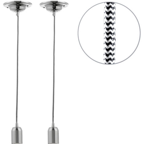 Litecraft Ceiling Pendant Braided Cable Kit E27 1 Light In Herringbone - 2 Pack