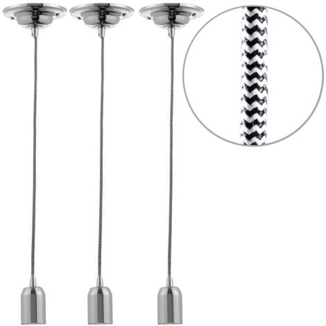 Litecraft Ceiling Pendant Braided Cable Kit E27 1 Light In Herringbone - 3 Pack