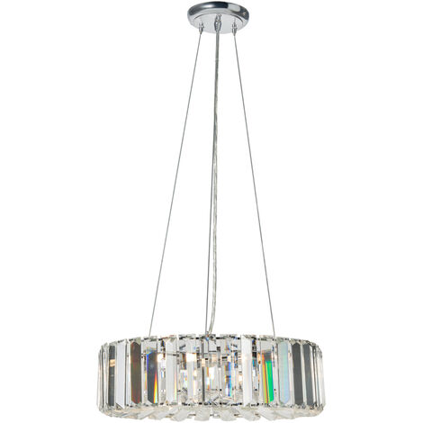 Litecraft Ceiling Pendant Crystal Effect Prism 3 Light - Polished Chrome