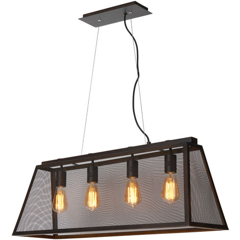 Litecraft Ceiling Pendant Large Metal Mesh Diner Shaded 4 Light  - Brushed Bronze