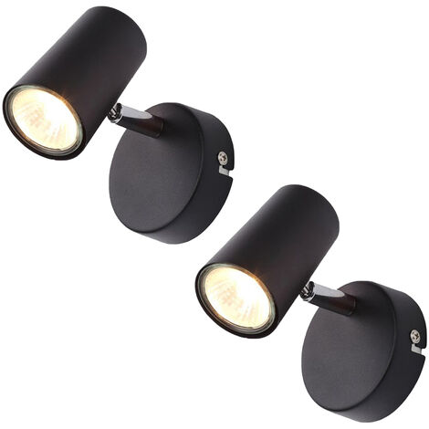 Litecraft Chobham Spotlight Adjustable Wall Ceiling Fitting in Black - 2 Pack