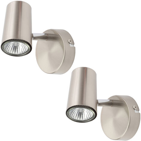 Litecraft Chobham Spotlight Adjustable Wall Ceiling Fitting in Nickel - 2 Pack