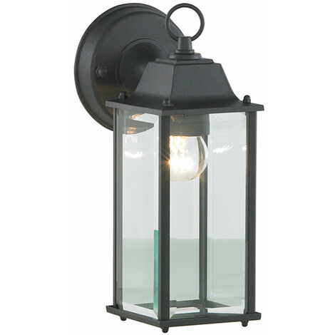 Litecraft Colone Wall Light Bevelled Glass Outdoor Lantern IP23 Fitting - Black
