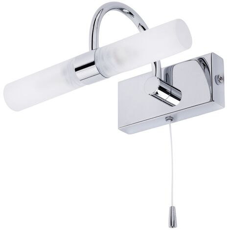 6W LED Bathroom Wall Light with Shaver Socket & Pull Switch - White