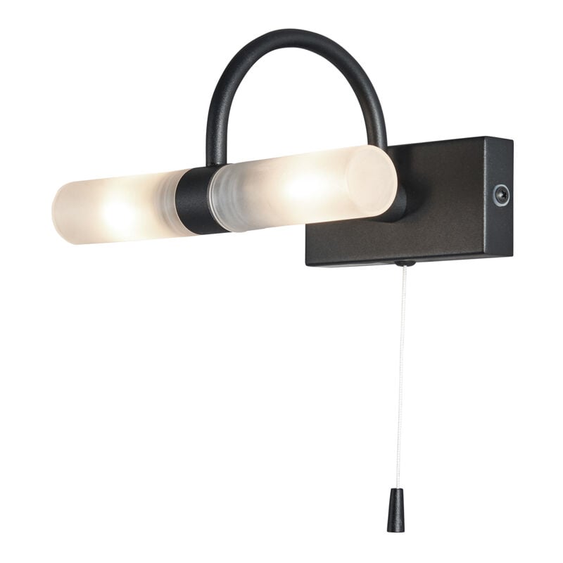 Litecraft - Crista Wall Light Bathroom 2 Arm With Pull Switch - Satin Black