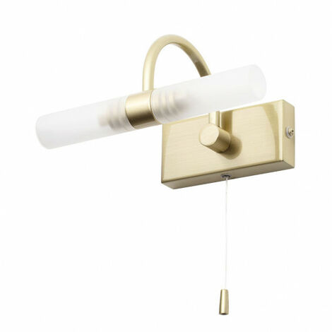 Litecraft Crista Wall Light Bathroom 2 Arm With Pull Switch - Satin Brass