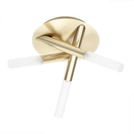Litecraft Cross Ceiling Light Semi Flush IP44 Bathroom 3 Arm - Satin Brass