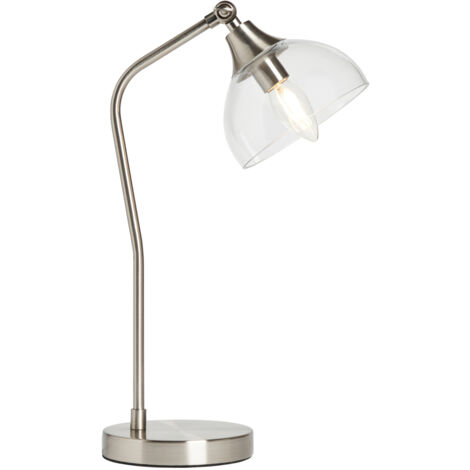 Litecraft Darryl Task Table Lamp Adjustable Base With Dome Shade - Satin Nickel