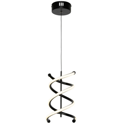 Litecraft Denny Ceiling Pendant Spiral Warm White Integrated LED Light - Black