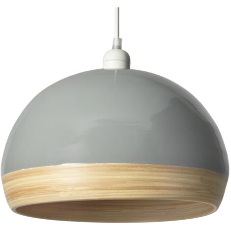 Litecraft Dominic Light Shade Bamboo 30 cm Easy Fit Lampshade – Grey, Natural