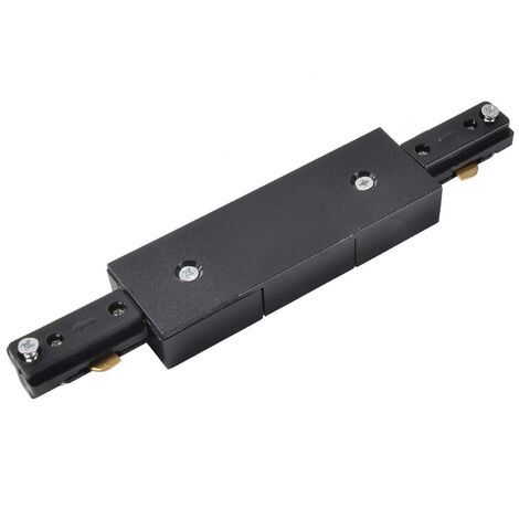 Litecraft Double Live Connector For Track Light Circuit Mains Fitting - Black